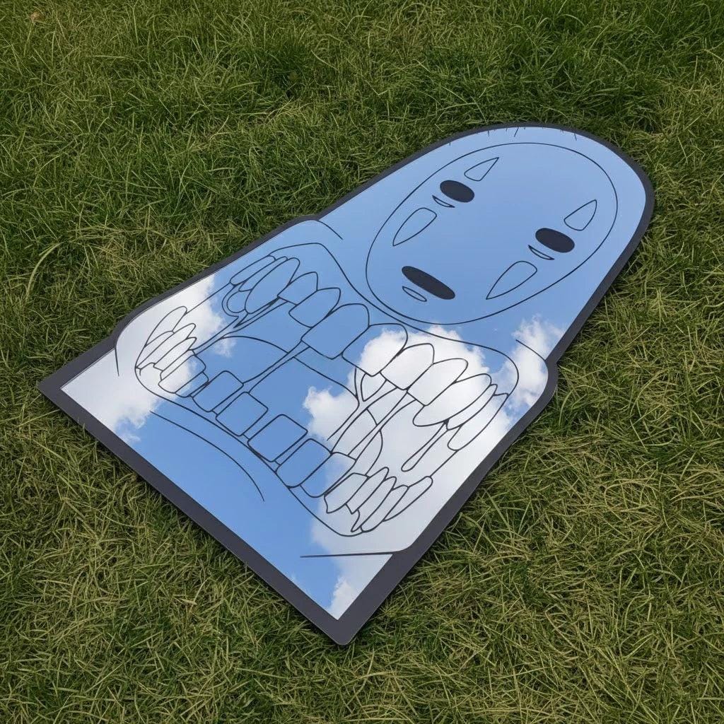 Anime No-Face Mirror: Irregular Silhouette, Shatterproof Polymer - LiquidMirror