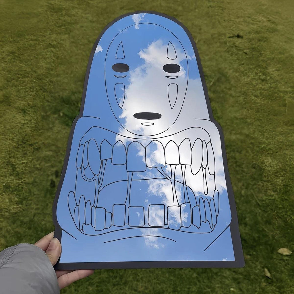 Anime No-Face Mirror: Irregular Silhouette, Shatterproof Polymer - LiquidMirror