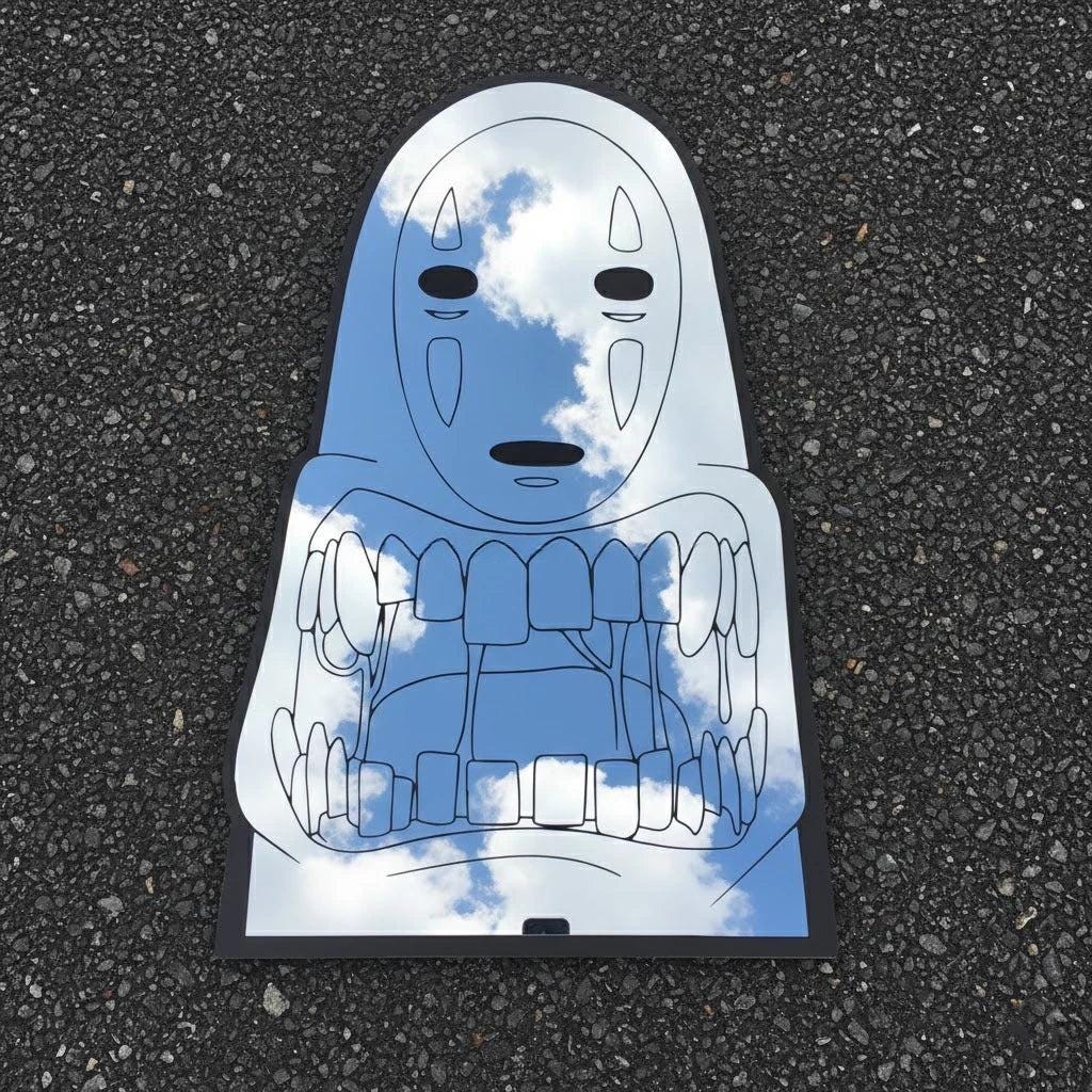 Anime No-Face Mirror: Irregular Silhouette, Shatterproof Polymer - LiquidMirror