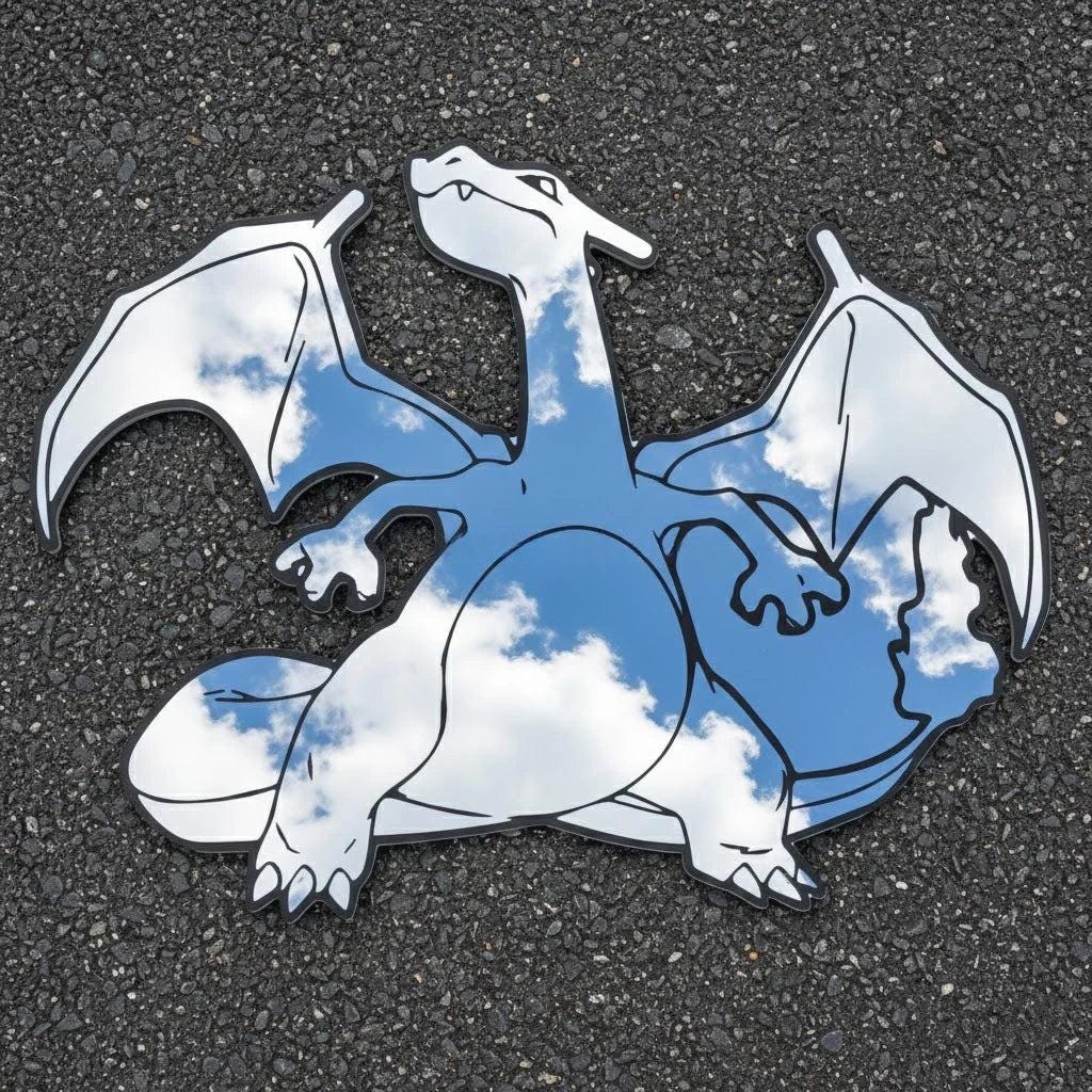 Charizard (Pokémon) - Dragon Mirror: Anime Gamer Room Decor, Shatterproof Polymer - LiquidMirror