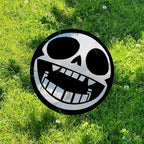 Gorillaz mascot, Bonesy, depicted as a skull symbol: Round Frameless Manga Silhouette, Gamer Room Decor - LiquidMirror