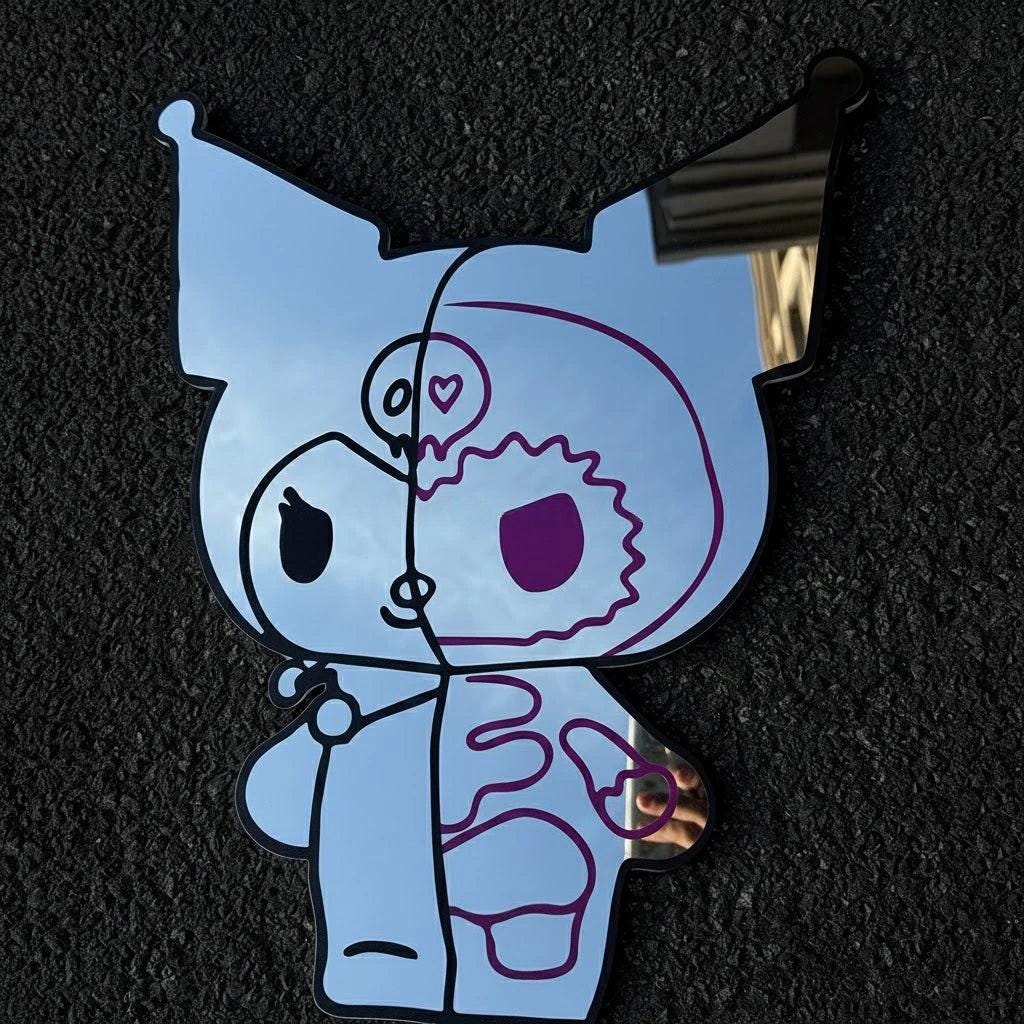 Lightweight Cute Cartoon Irregular Shape Anime Mirror Kuro-mi Design Modern Wall Mirror for Home Decor Birthday Gift - LiquidMirror