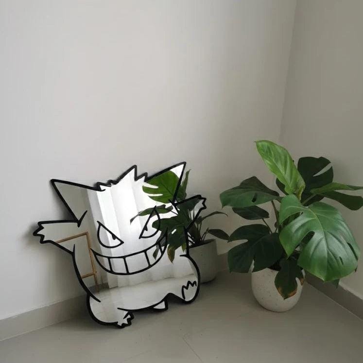 Anime Gengar Pokemon Mirror: Frameless Manga Silhouette, Gamer Room Decor - LiquidMirror