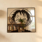 Anime Mirror: Luffy Manga Silhouette, Frameless Floating Wall Decor - LiquidMirror