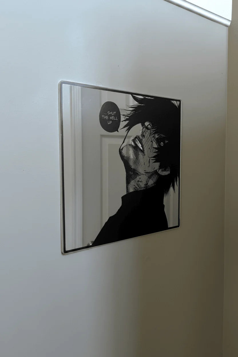Ken Kaneki "Shut the Hell Up" Square Wall Mirror | Tokyo Ghoul Anime Decor LiquidMirror
