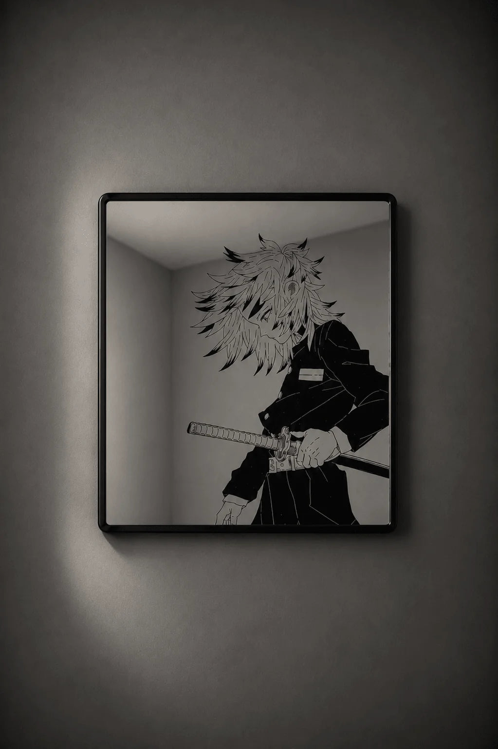 Kyojuro Rengoku Sword Sheathing Square Wall Mirror | Demon Slayer Anime Decor LiquidMirror