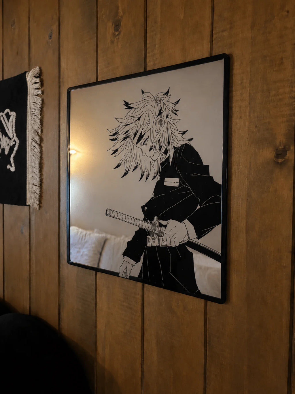 Kyojuro Rengoku Sword Sheathing Square Wall Mirror | Demon Slayer Anime Decor LiquidMirror