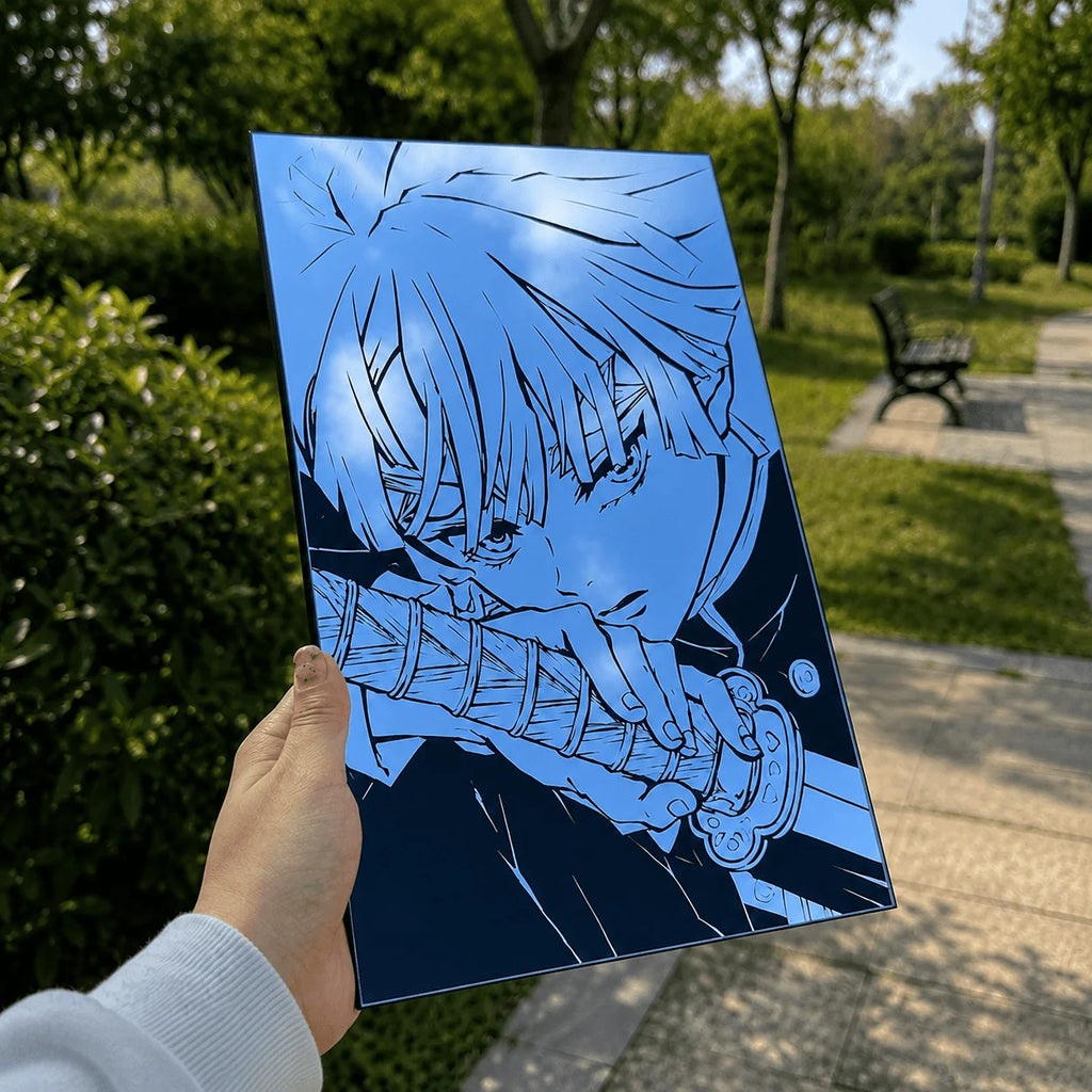 Zenitsu Agatsuma Sword Drawing Wall Mirror | Demon Slayer Anime Decor LiquidMirror